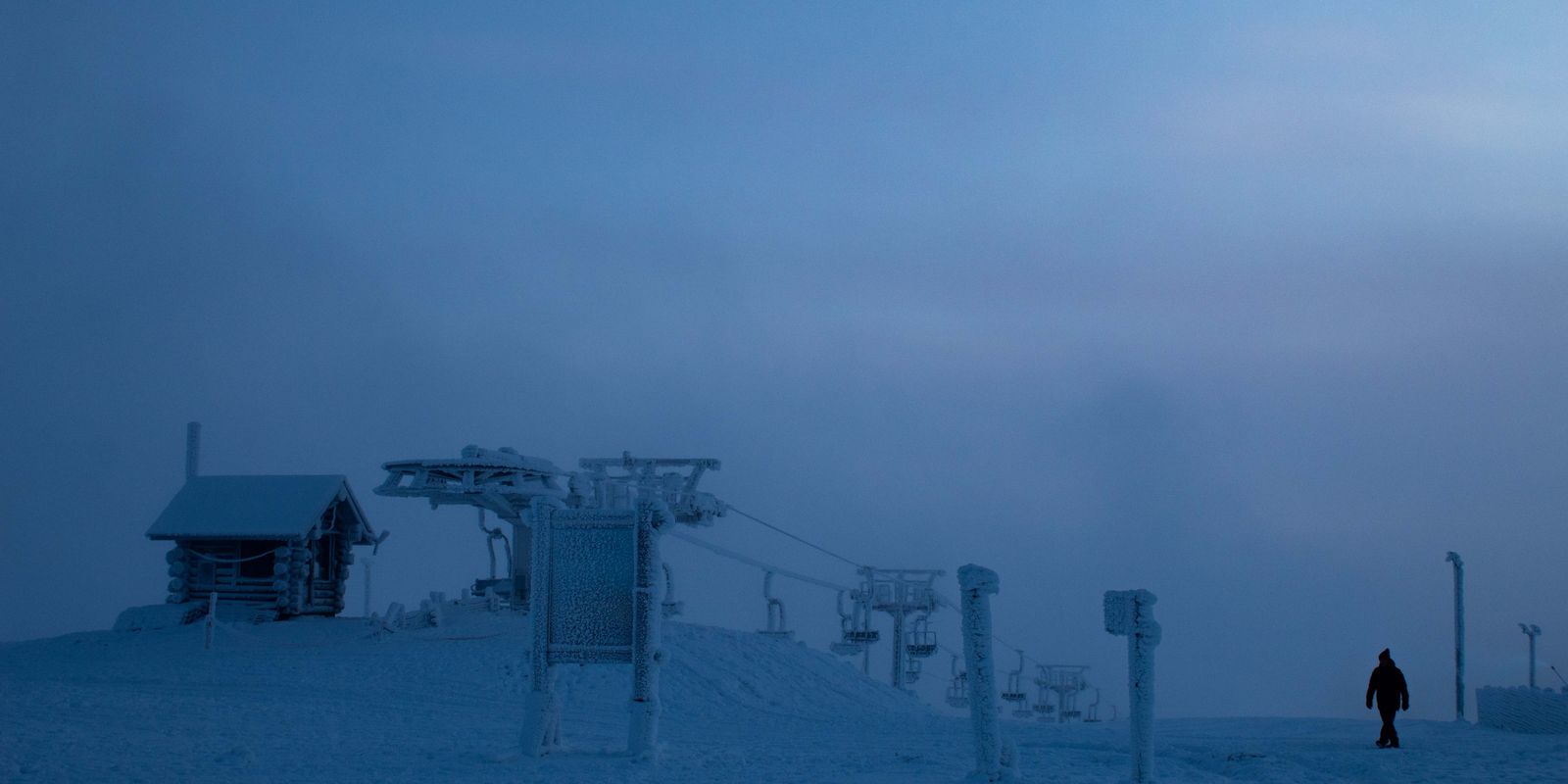 Snowy winter landscape at a ski resort