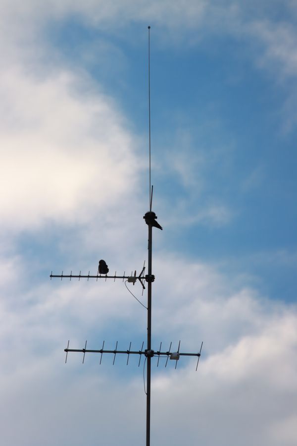 Yagi antenna against a blue sky