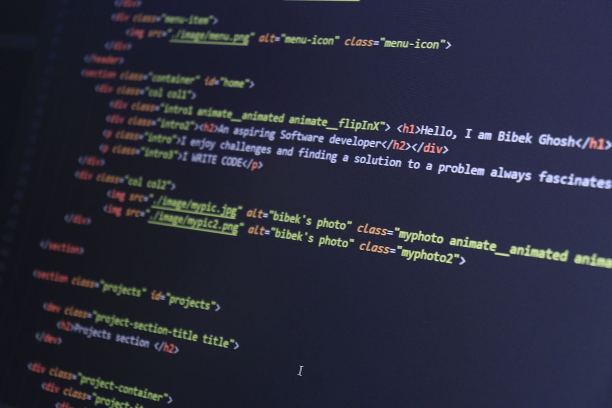Web code on a computer screen