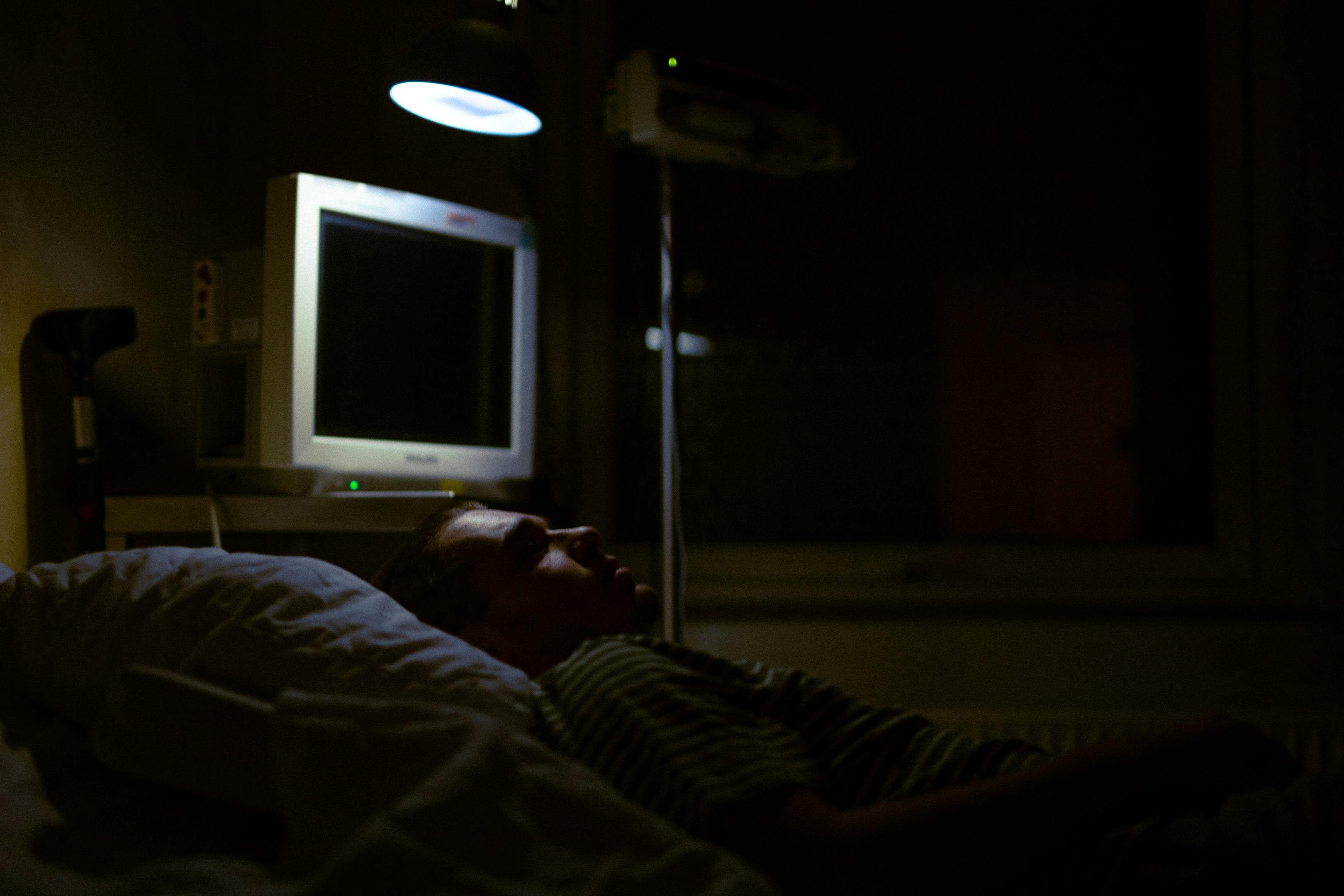 dark hospital bed
