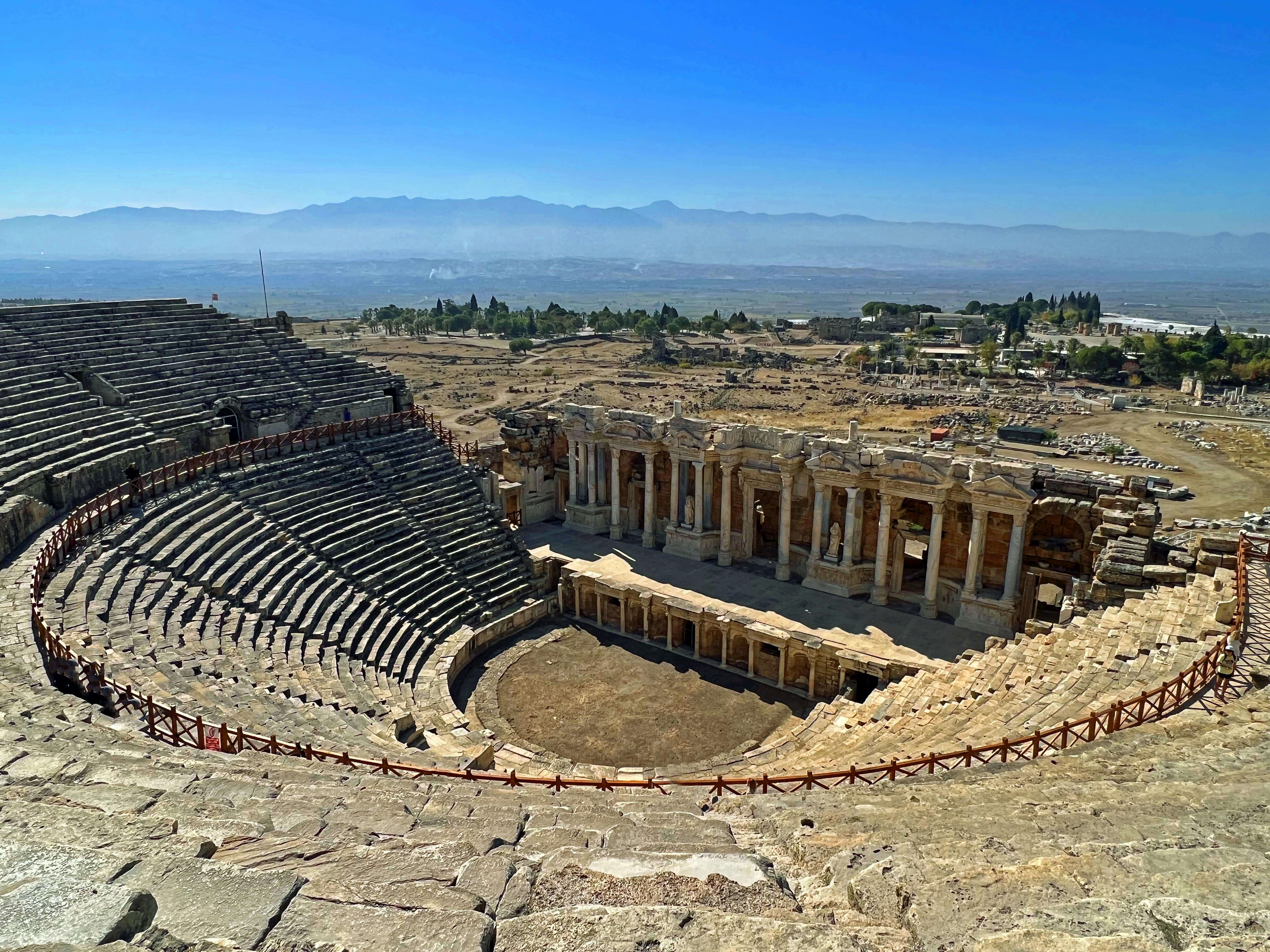 Free Explore the stunning ancient Hierapolis Theatre in Pamukkale, Turkey's historical jewel. Stock Photo