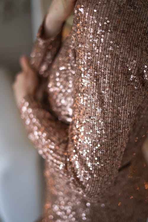 Sequin Long Sleeve Dress in Close-Up Photography 