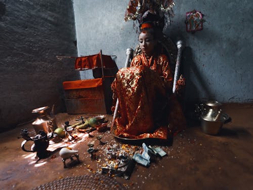 Photo of a Kumari Devi Sitting in a Room