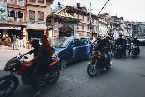 Group of Bikers on a City Street