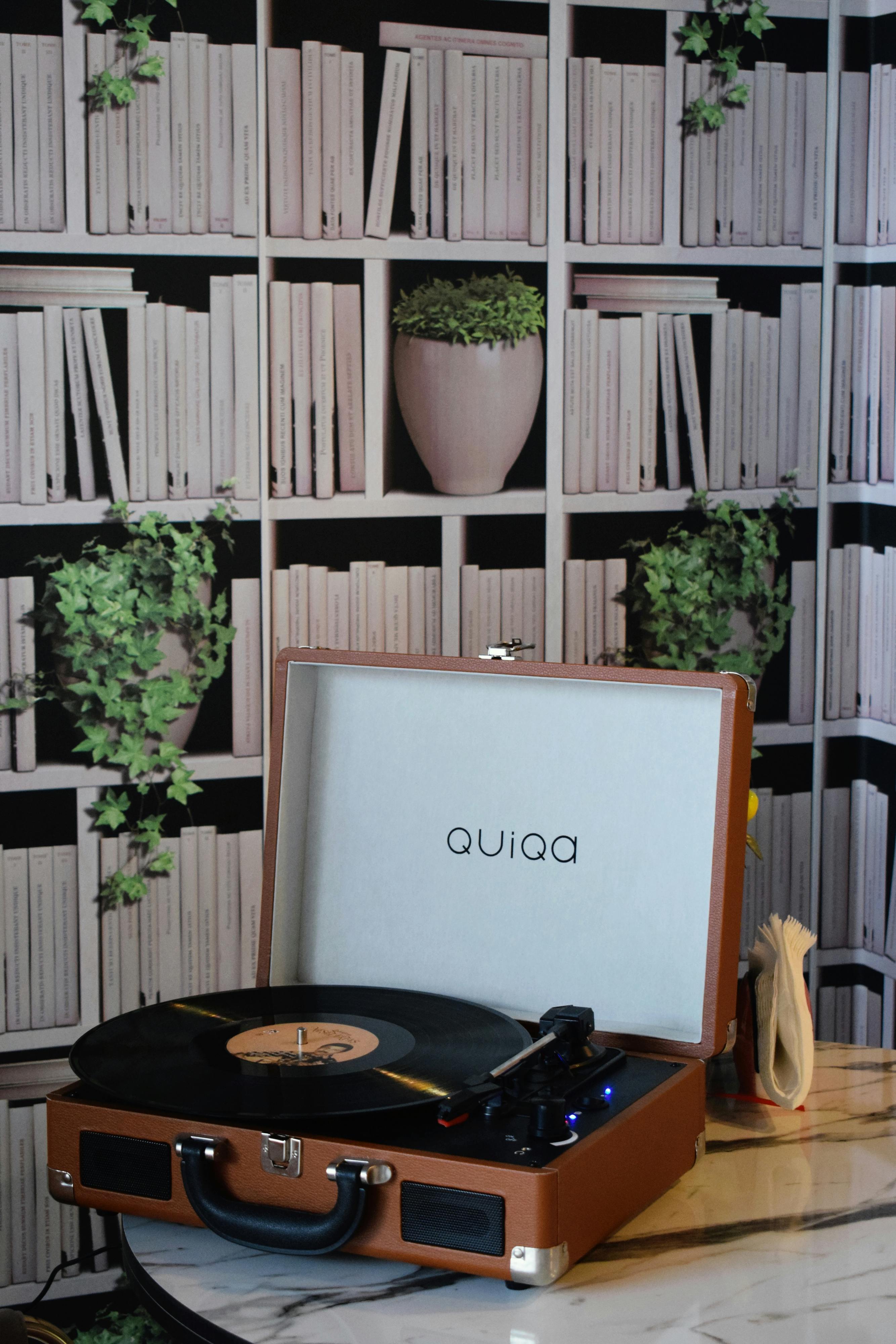 a vinyl player on table