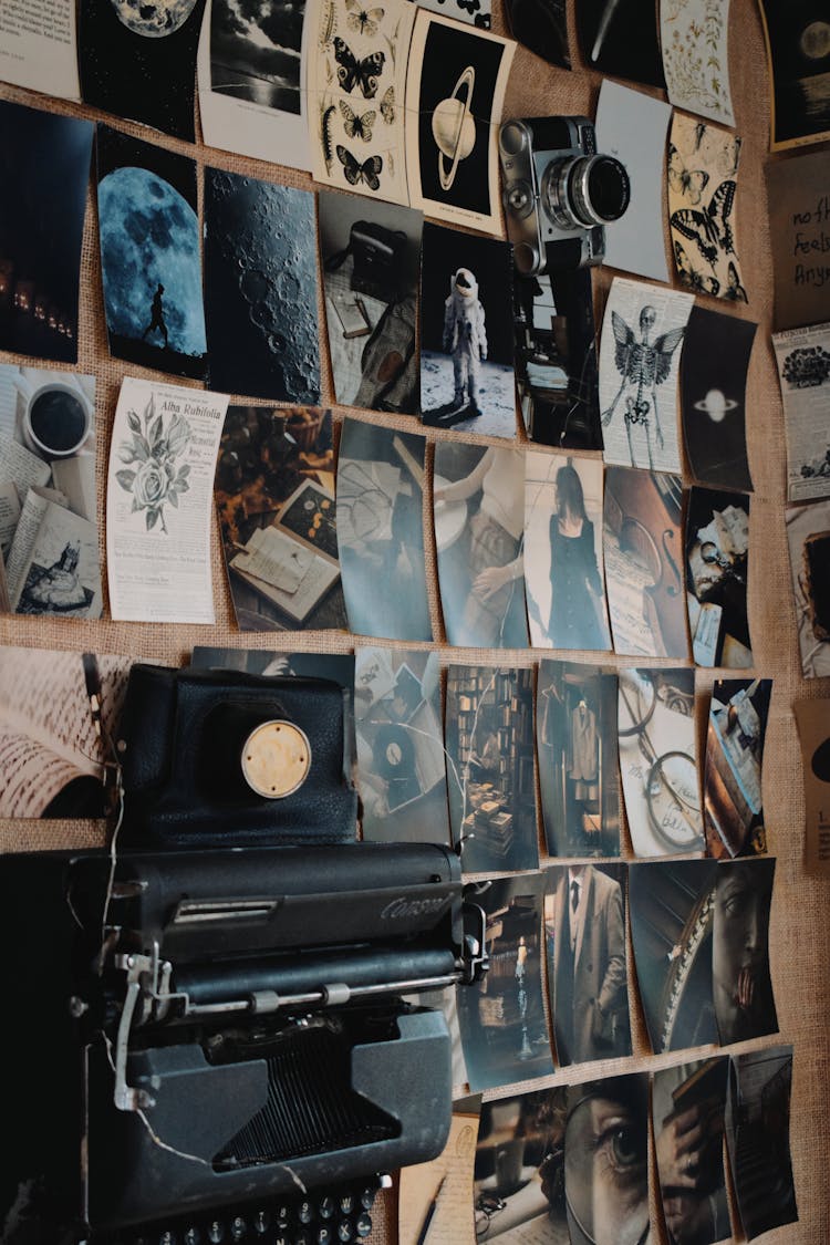 Collage Of Antiques And Photos On A Display