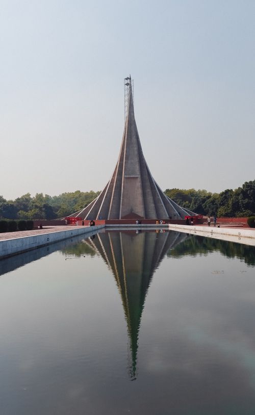 Free Reflection of National Martyrs' Memorial in Dhaka against a clear sky. Stock Photo