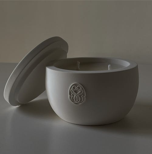 Candle in a White Bowl with a Lid