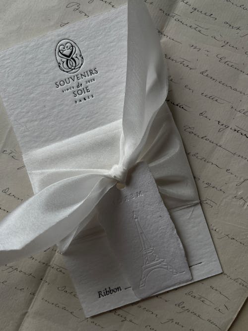 Greeting Card with a White Ribbon
