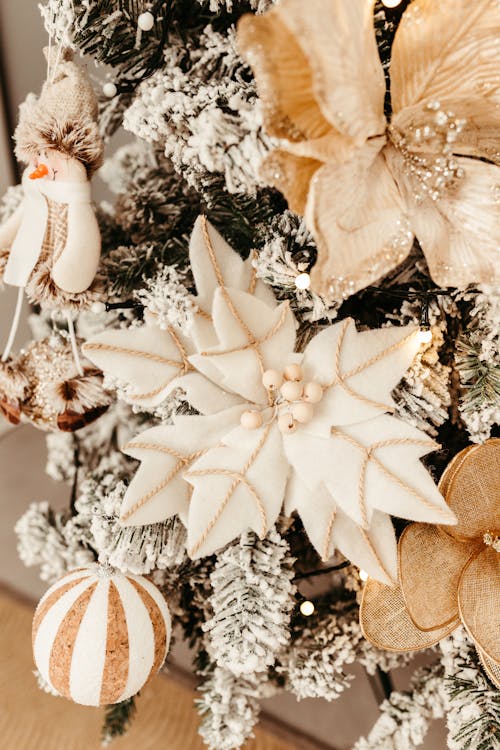 White and Brown Snowflake Ornament