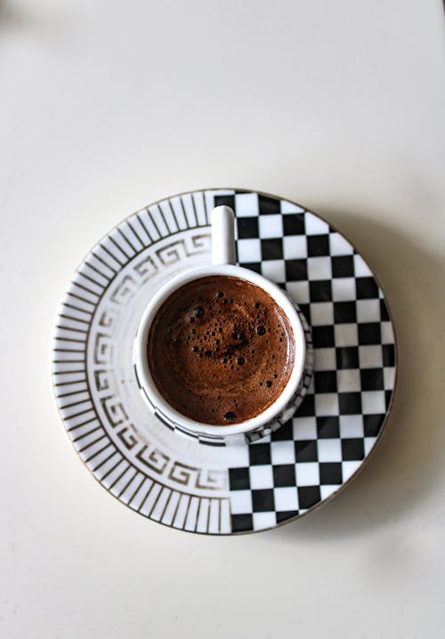 カフェイン, セラミックカップ, チェッカー模様の無料の写真素材