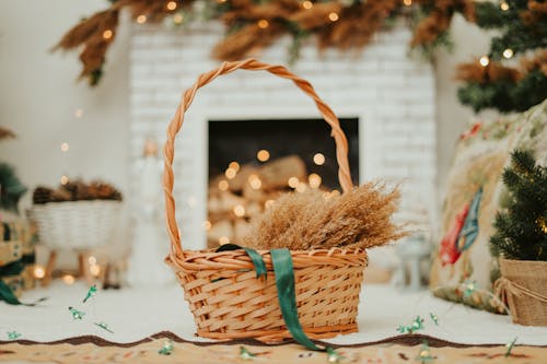 A Woven Basket with Brown Pampas Grass