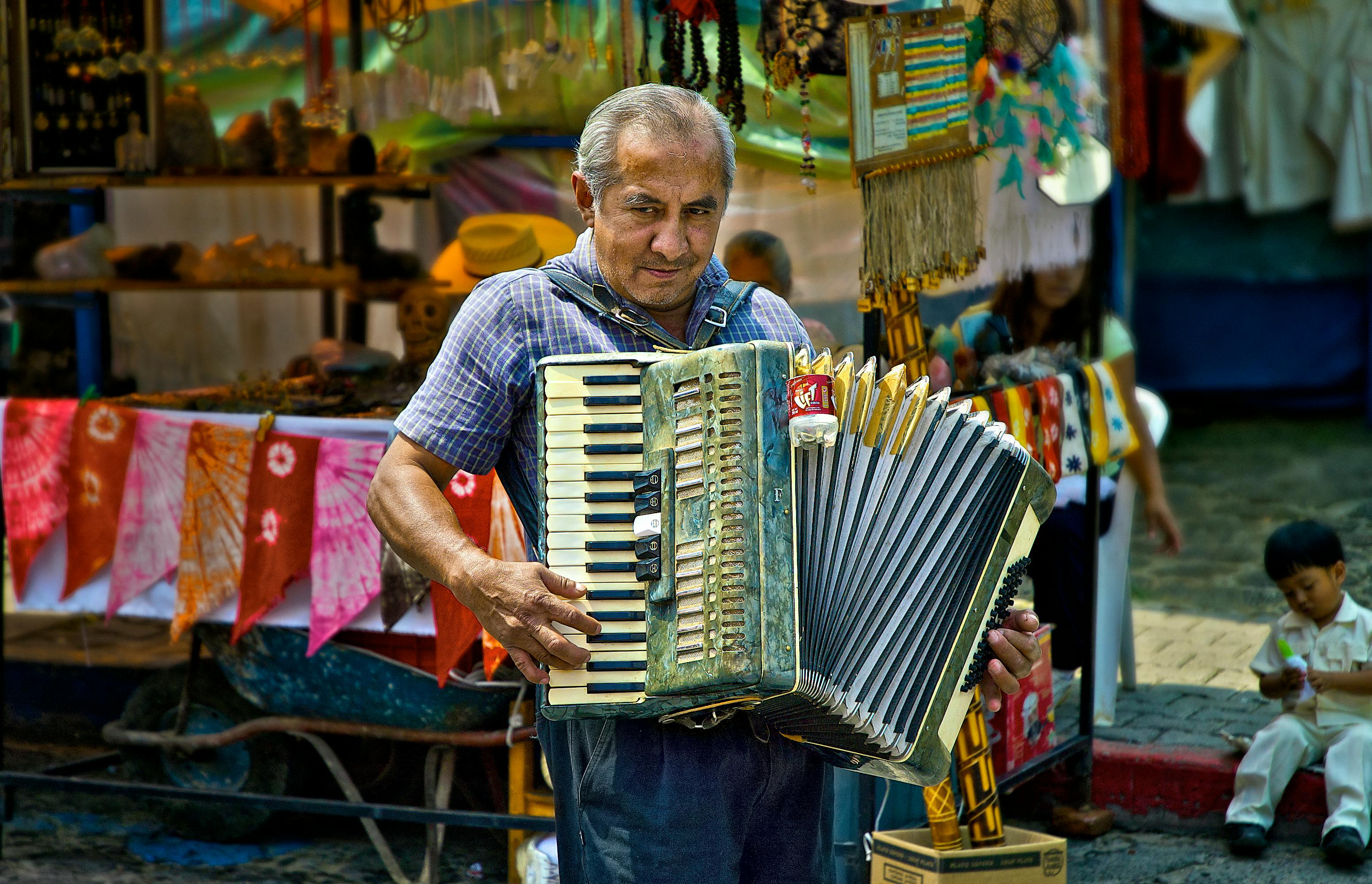 Free stock photo of accordion, musician, street artist