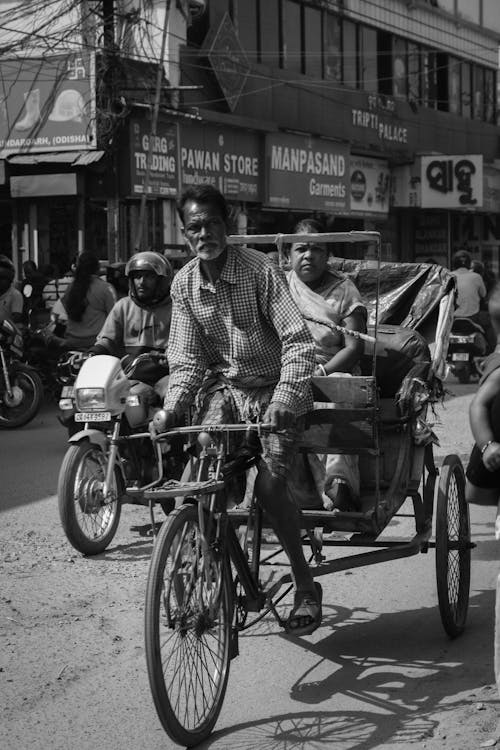 Δωρεάν στοκ φωτογραφιών με rickshaw, Άνθρωποι, ασπρόμαυρο