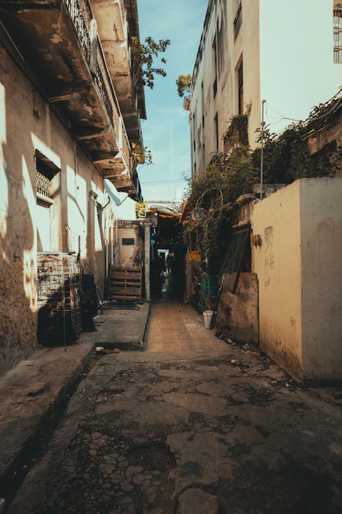 Narrow Alley Between Concrete Buildings