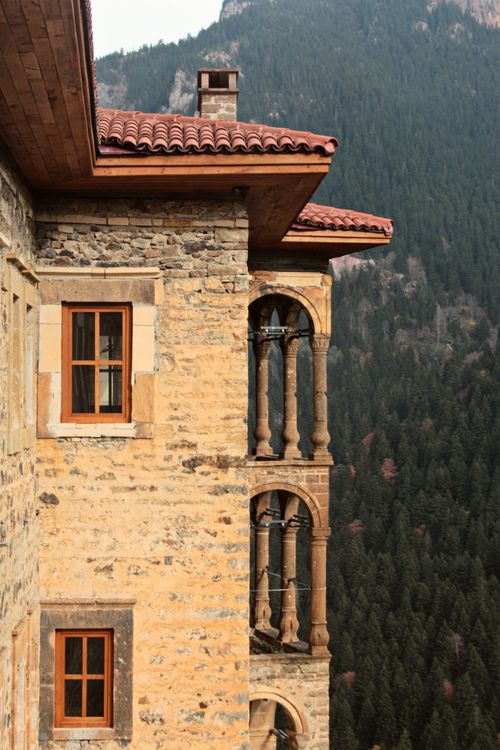 Free A monastery in Altındere, Trabzon, stands against a backdrop of dense forest, showcasing ancient architecture. Stock Photo
