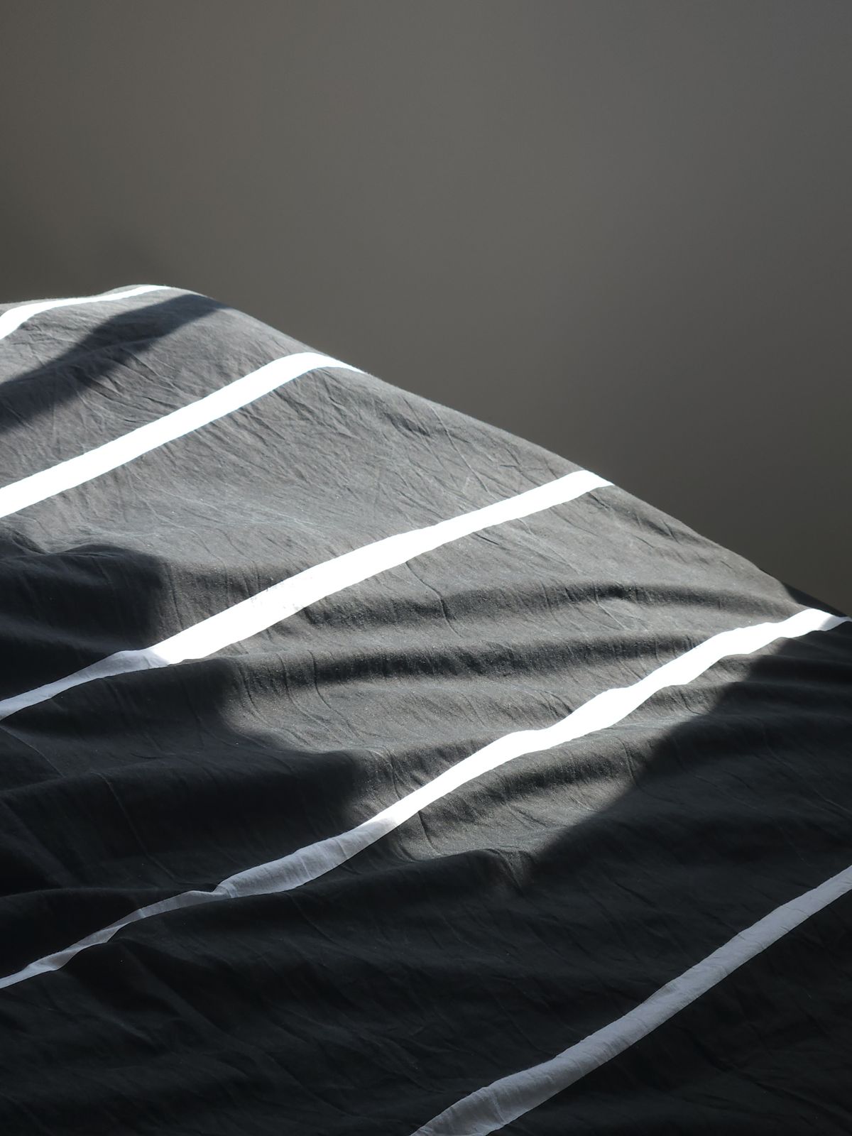 Striped bedsheet, close up
