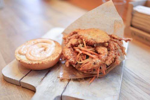 Free Photo of a Fried Crab on a Sandwich Stock Photo