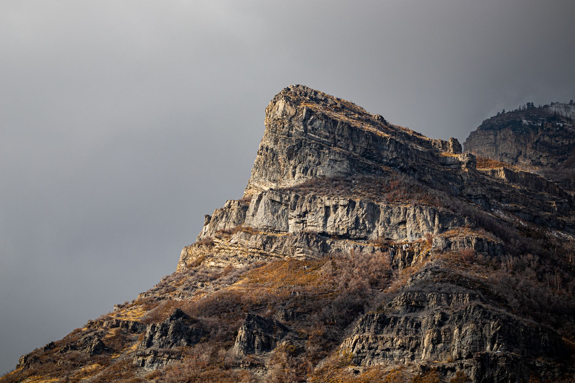 Dramatic rocky mountain landscape in Provo, Utah during fall.