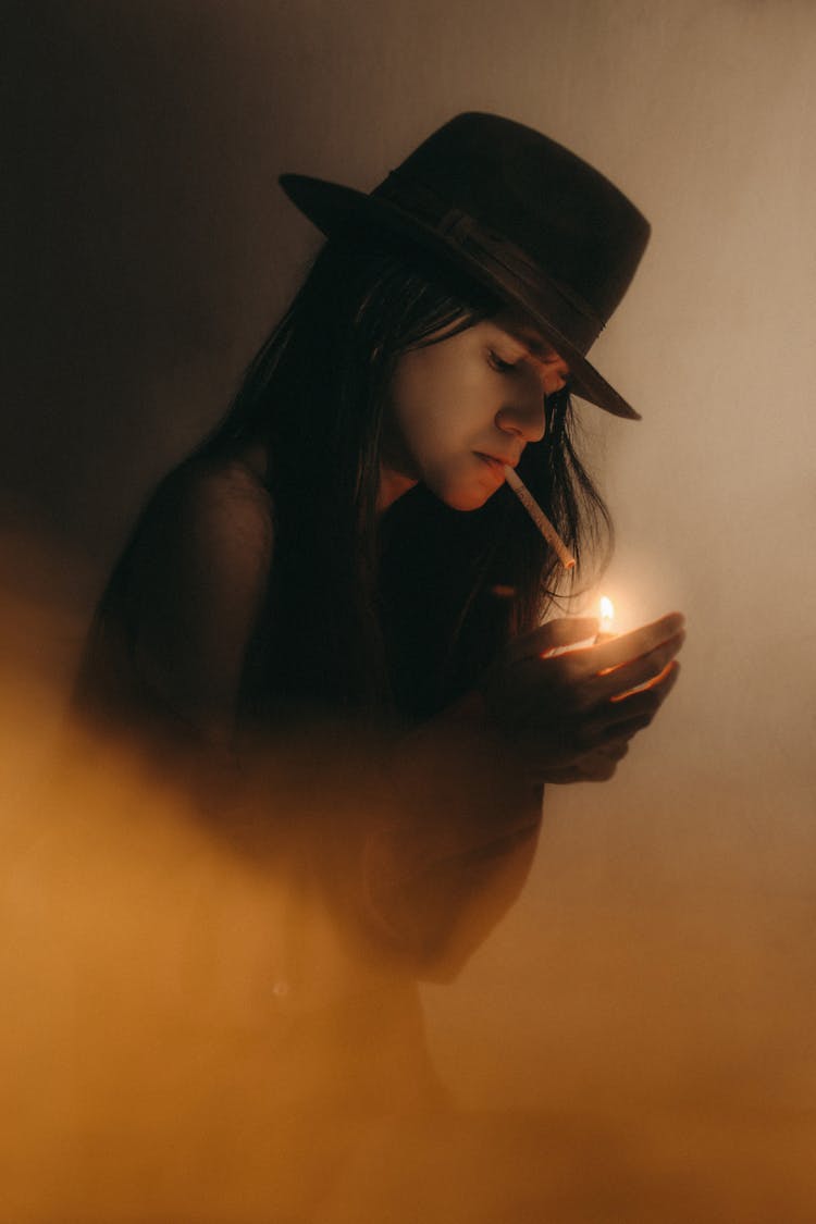 A Woman Smoking Cigarette