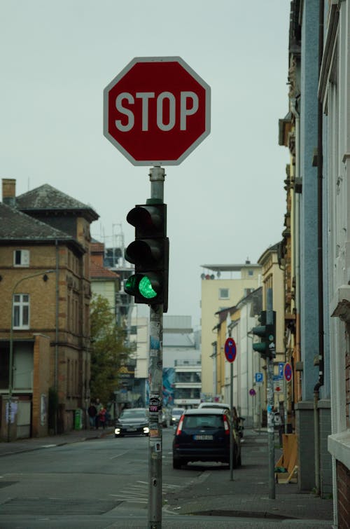 Stop Sign on a City Street 