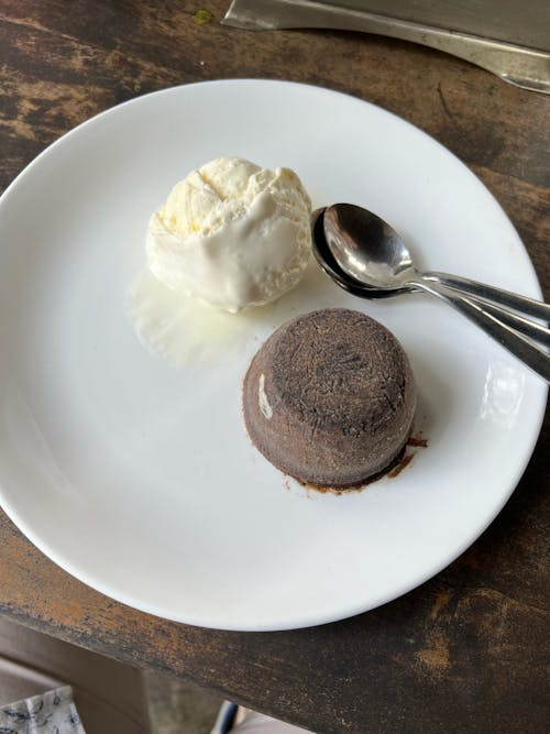 Ice Creams and Spoons on Plate