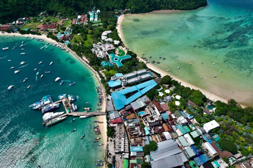 Drone Shot of Ton Sai Beach in Koh Phi Phi, Krabi, Thailand