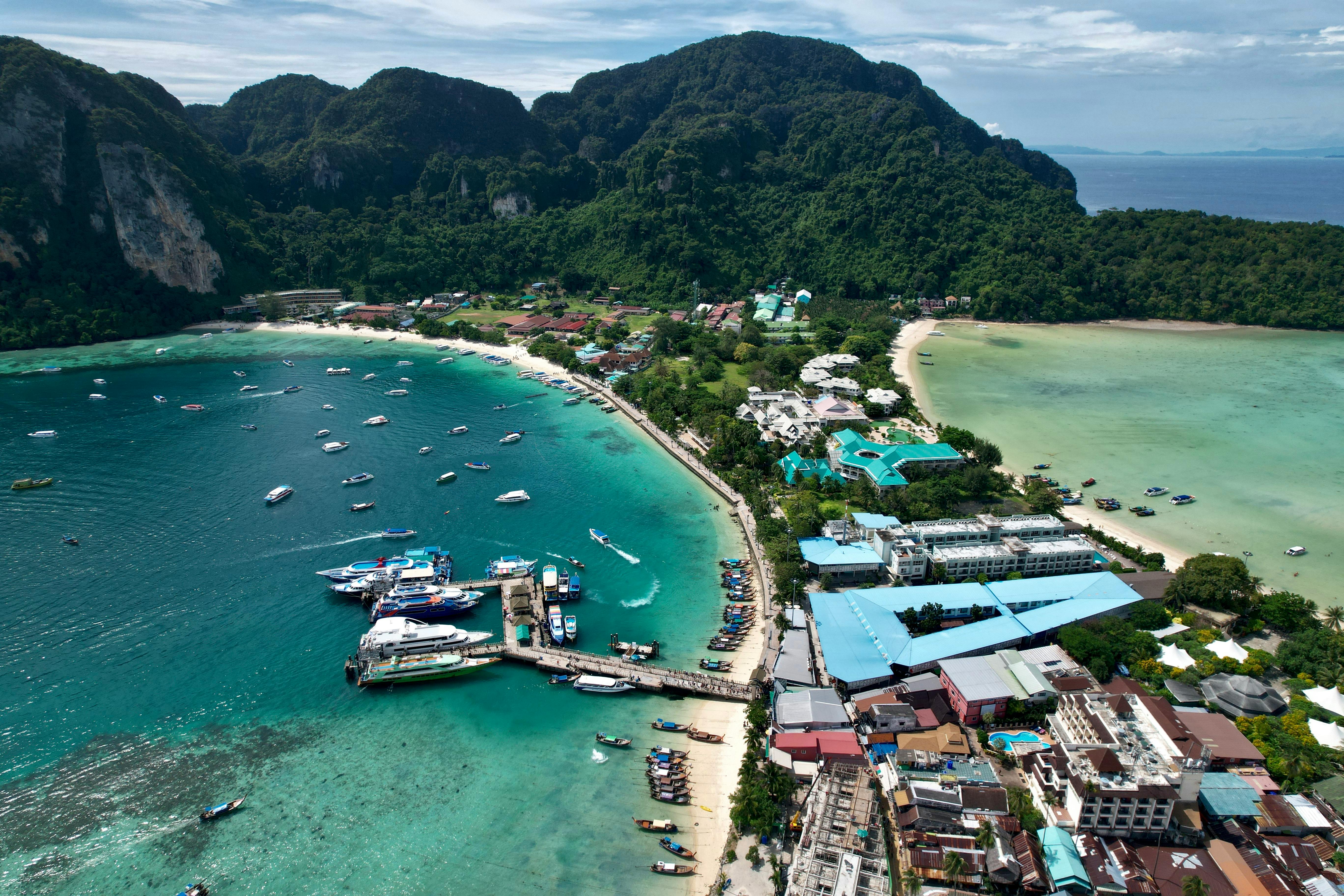 Aerial View of the Tonsai Village on Phi Phi Islands, Thailand · Free