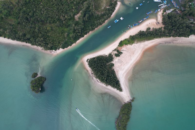Aerial view of a tropical island