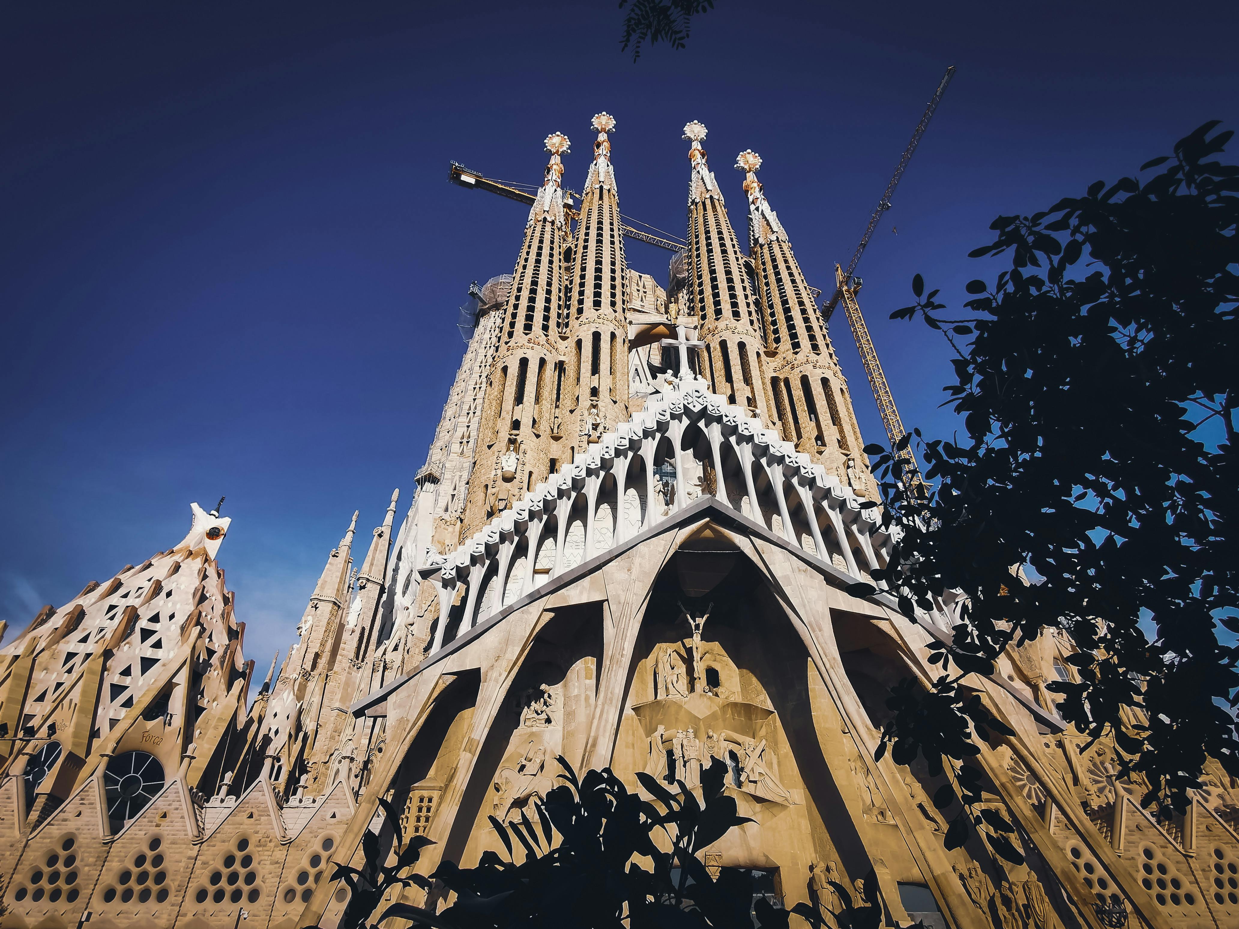 low angle shot of la sagrada familia