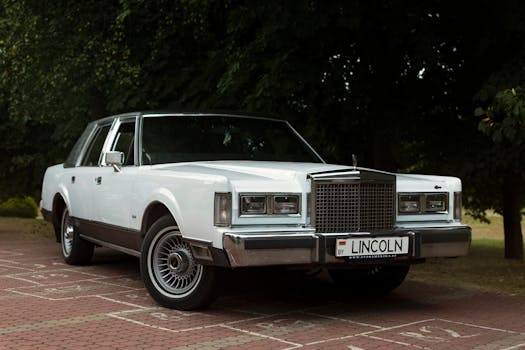 Vintage Lincoln Town Car parked outdoors in Minsk, showcasing retro automotive design.