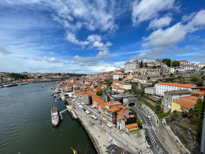 Explore the vibrant architecture and winding Douro River in Porto, Portugal, under a stunning blue sky.