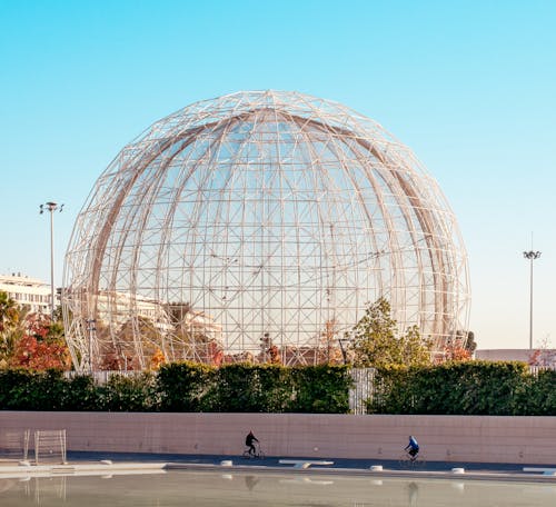 Metal Dome Structure Under the Blue Sky