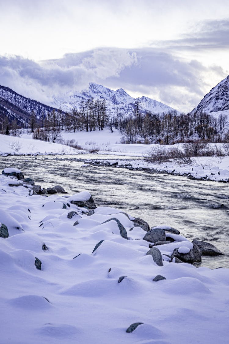 Snow Covered Ground Near Mountains