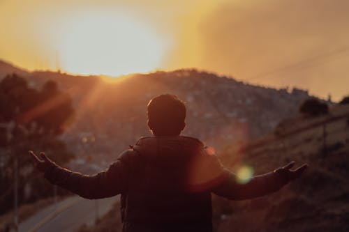 Back View of a Man during Sunset