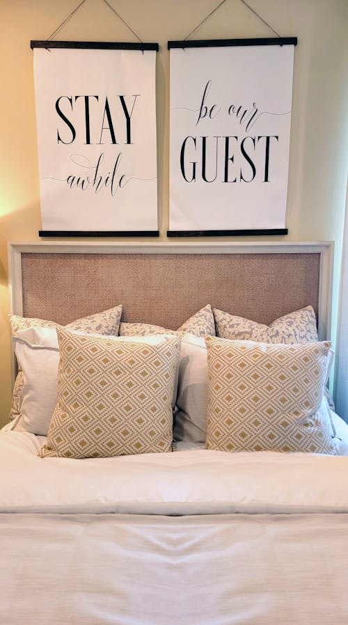 Free Bed in a Guest Bedroom  Stock Photo