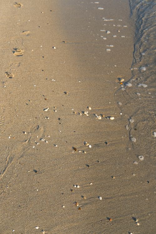 Free A tranquil beach scene showing sand, pebbles, and gentle waves creating a peaceful shoreline atmosphere. Stock Photo