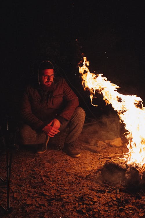 Man Sitting by the Campfire 