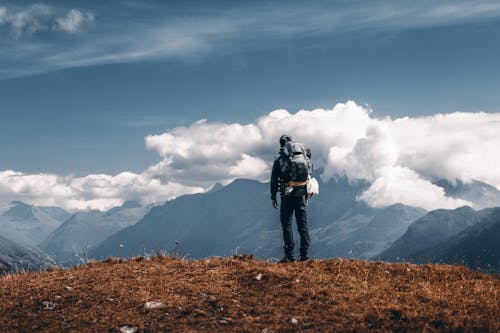 Free Backpacker in Mountains Stock Photo