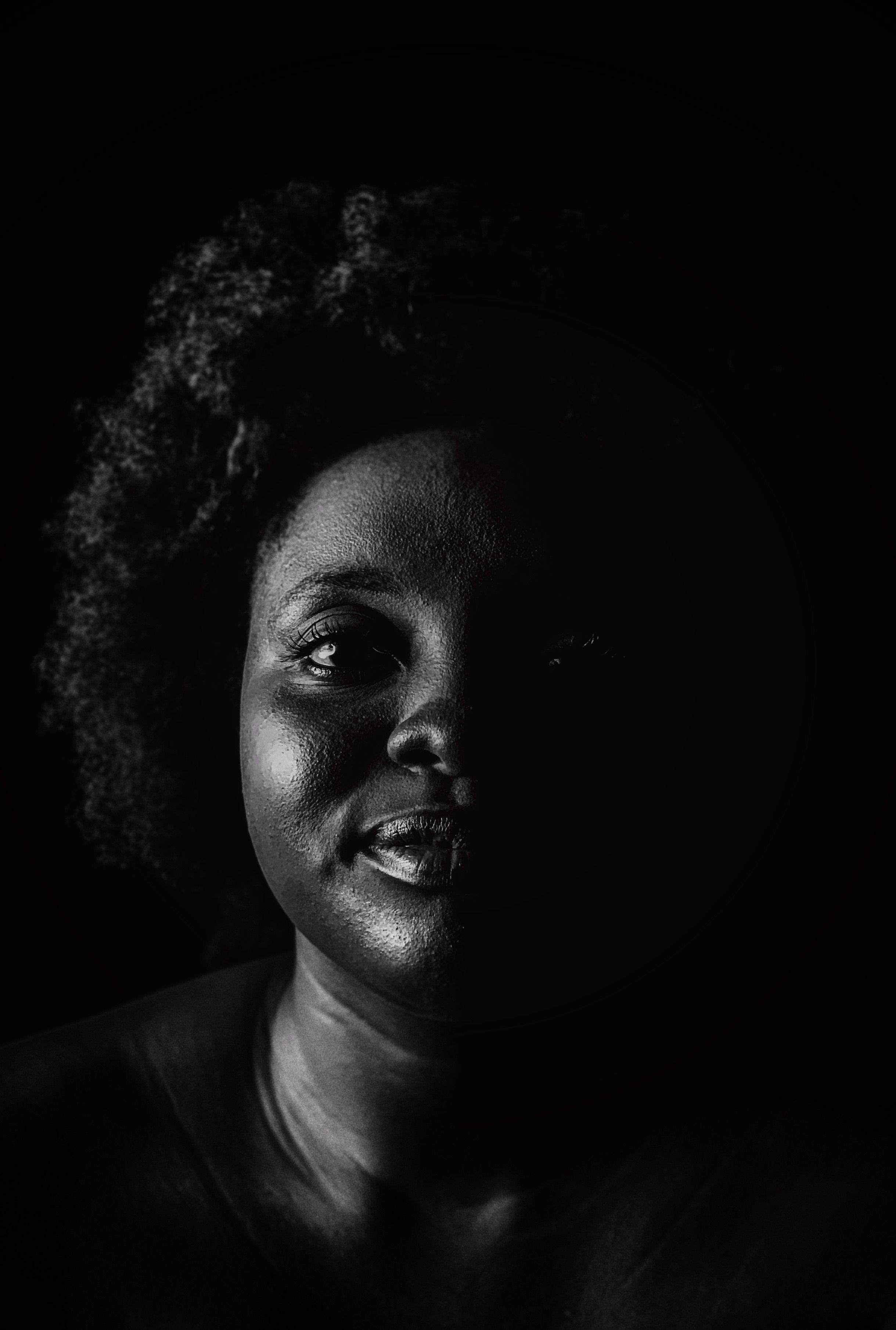 Face of Woman in Dark · Free Stock Photo
