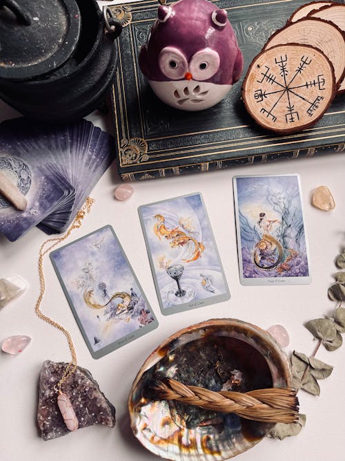 Foto stok gratis bebatuan, Daun kering, kartu tarot