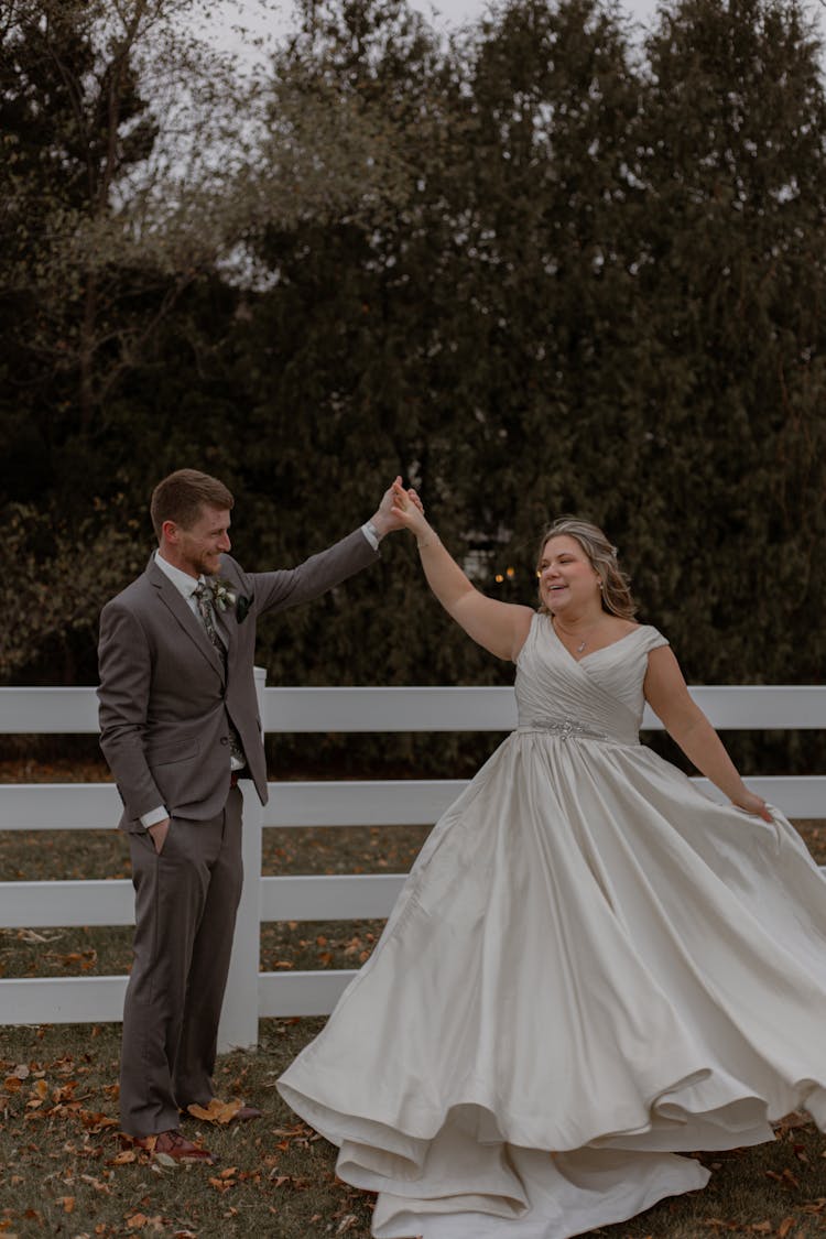 A Newlywed Couple Dancing