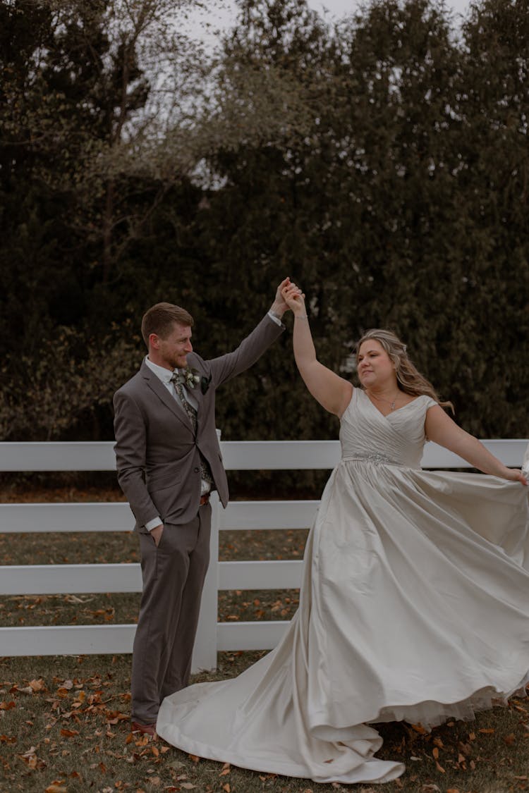 A Newlywed Couple Dancing