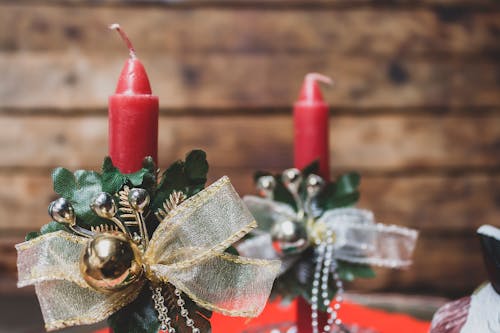 Close-Up Shot of Christmas Candles