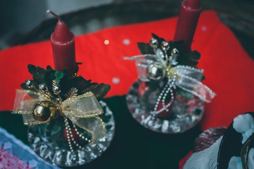 Close-Up Shot of Christmas Candles