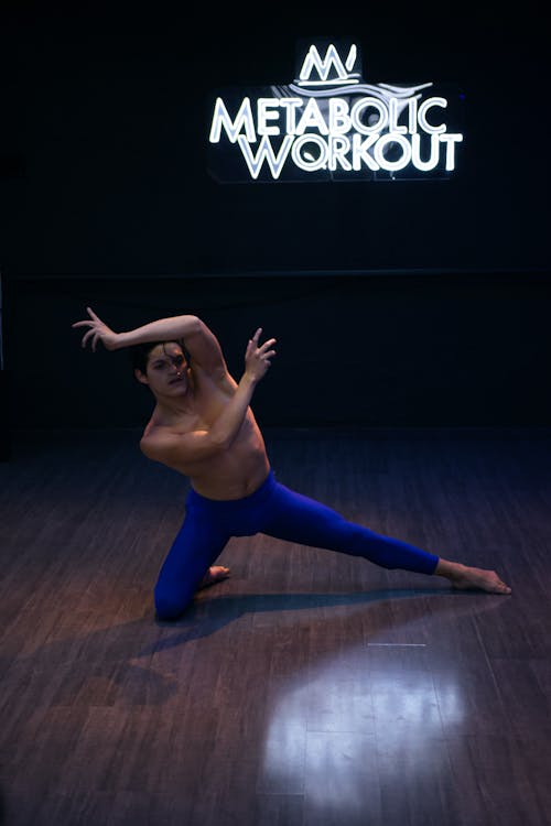 Flexible Dancer in Blue Tights 
