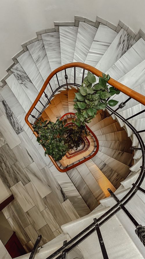 Free Top view of a spiral staircase with elegant design in İstanbul, Turkey. Stock Photo