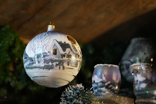 A Close-Up Shot of a Christmas Ball