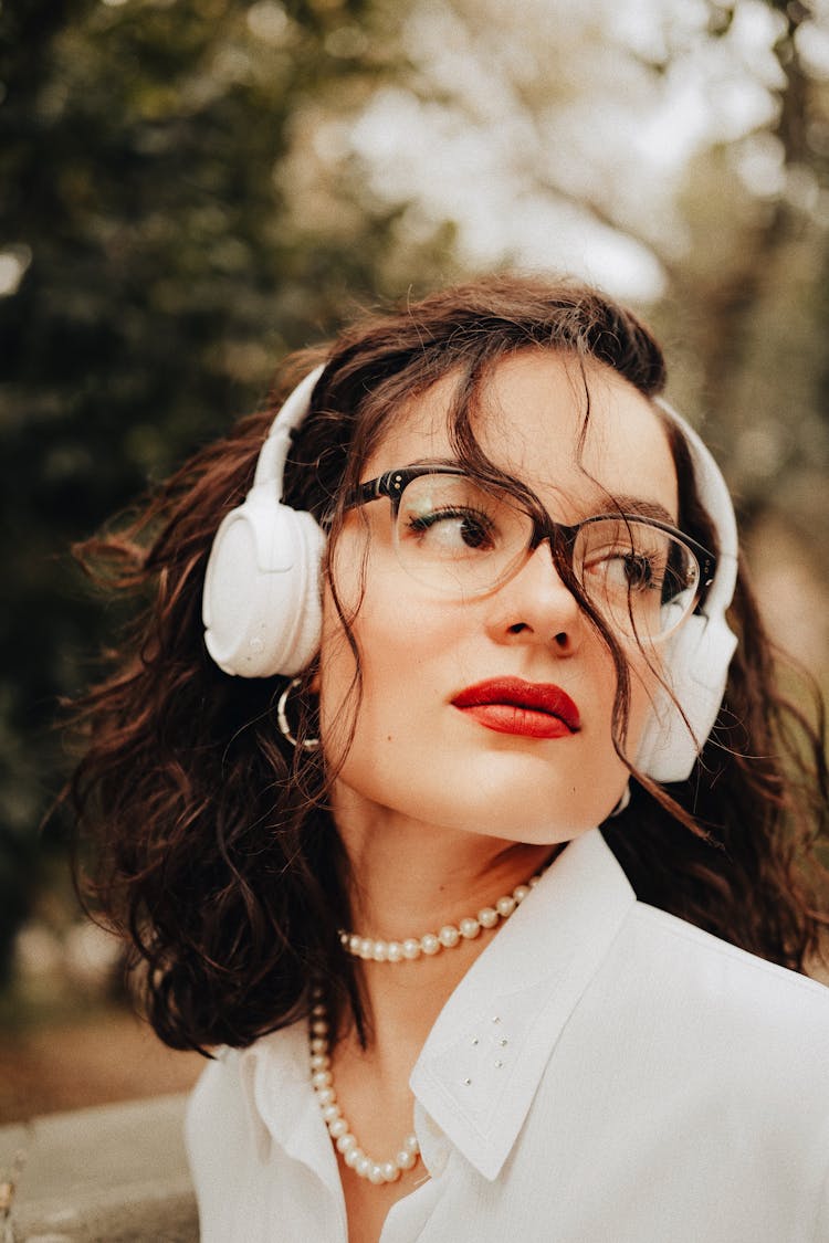 Portrait Of A Woman Wearing Headphones