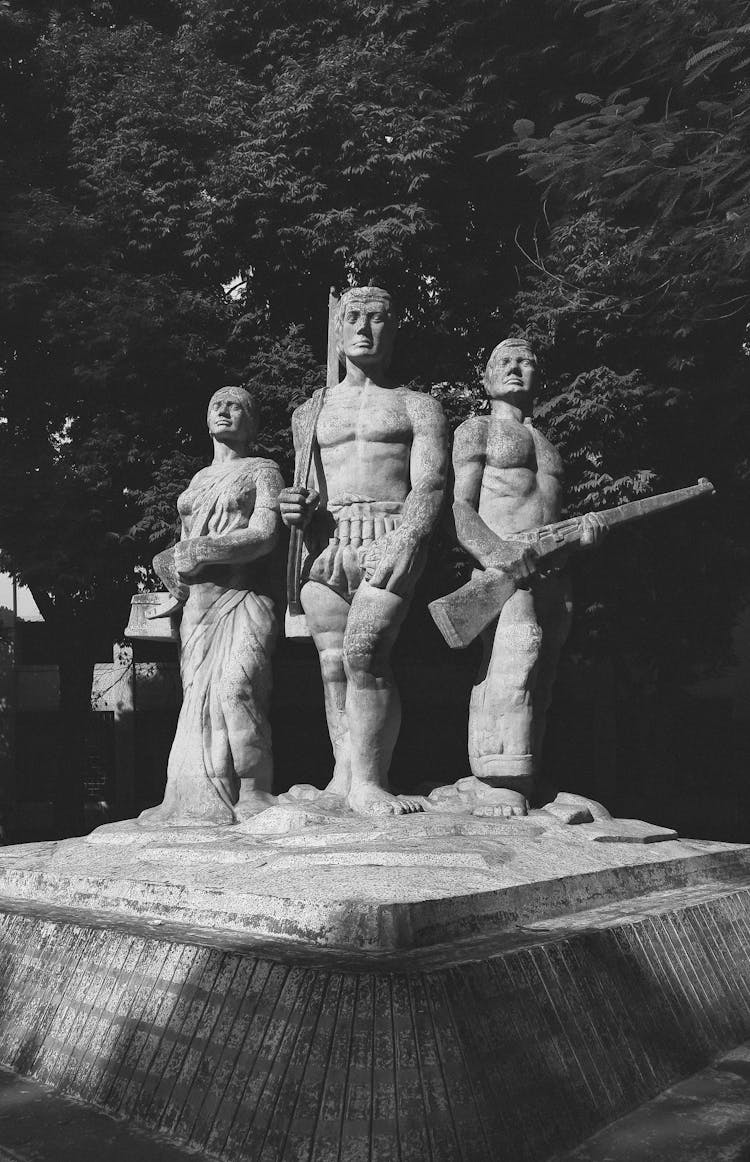 Sculpture Of Warriors In Park